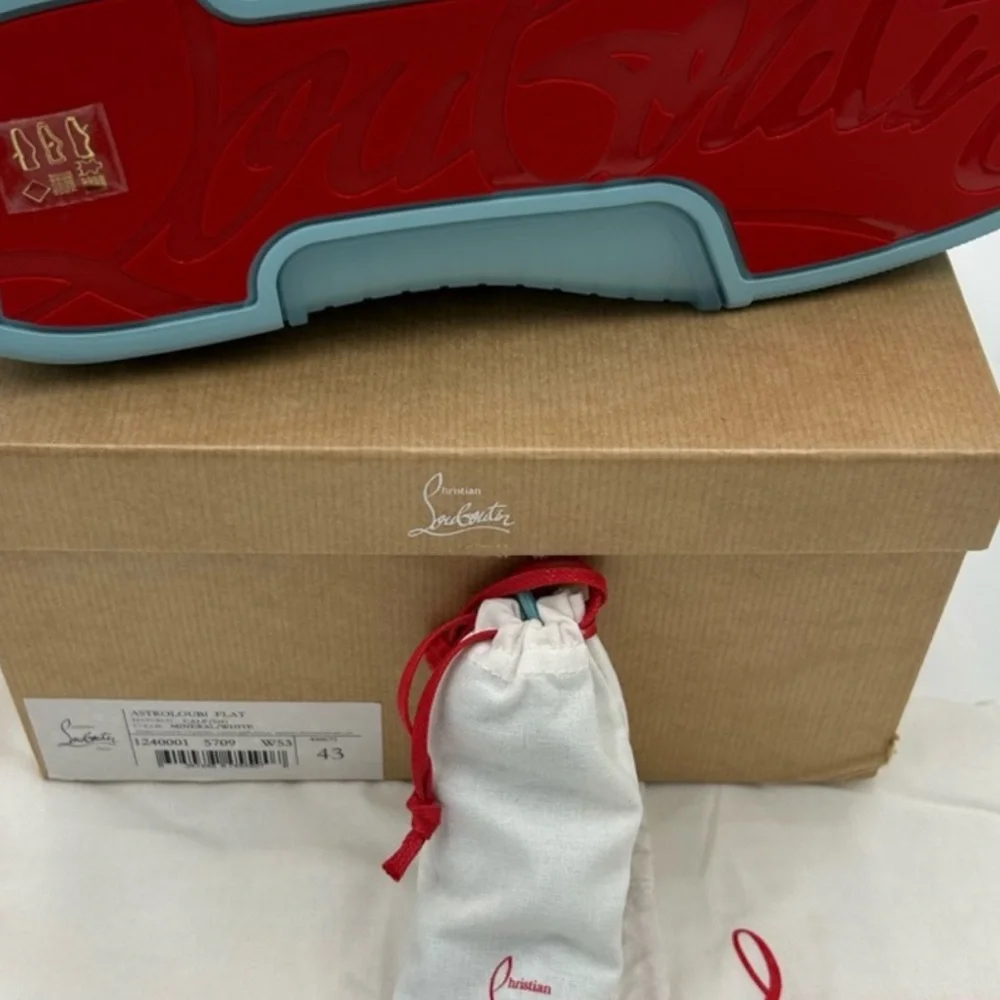 Christian Louboutin Mens Astroloubi leather trim Light Blue and White Sneakers. - Picture 6 of 8